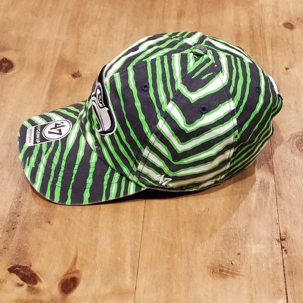 Seattle Seahawks Hat Zubaz Tiger Zebra Stripe 47 Brand Adjustable Clean Up - Picture 2 of 10